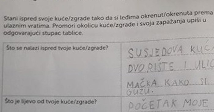 Djeca za domaću zadaću morala opisati prostor oko sebe, iskreni odgovori jednog dječaka pravi su hit