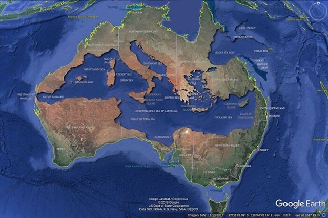 Kada bi Mediteran stavili u Australiju, to bi izgledalo ovako