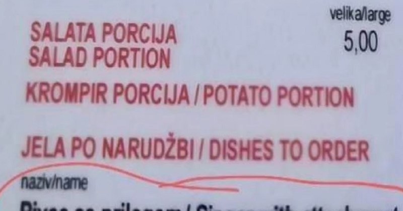 Biseri kod prijevoda jelovnika svakog dana uspiju nadmašiti sami sebe, evo današnjeg pobjednika