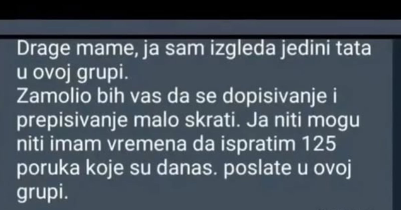 Poruka jednog tate u razrednoj WhatsApp grupi apsolutni je hit u regiji, morate vidjeti