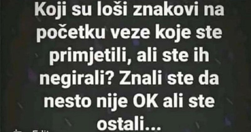 Ekipa na Fejsu raspravlja o lošim znakovima u vezama, iskustvo jednog tipa apsolutna je hitčina
