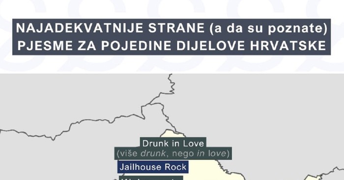 Netko je dijelovima Hrvatske dodijelio strane hitove koji ih opisuju, karta je urnebesna