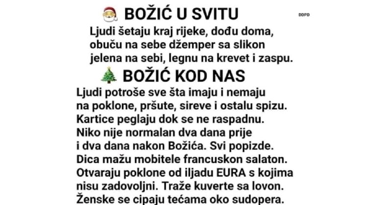 Slikoviti opis Božića u svijetu i kod nas širi se Fejsom brzinom munje, urnebesan je