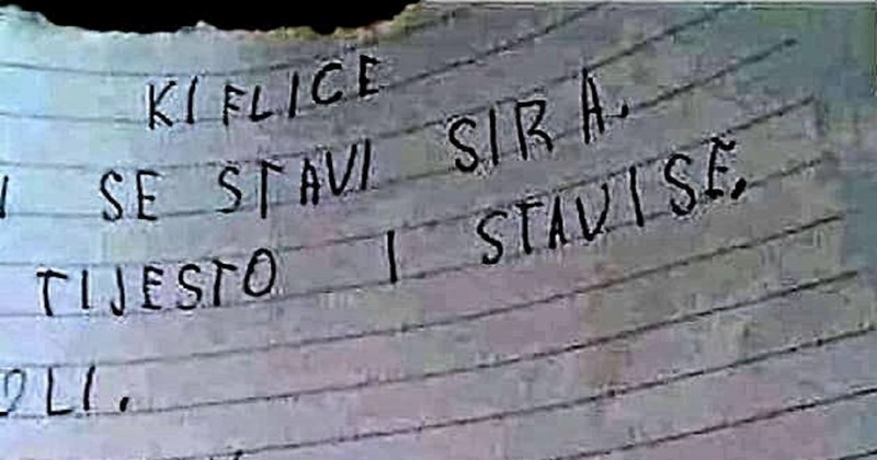 Dijete je zapisalo recept za svoje omiljeno jelo- kiflice. Nema koga nije nasmijalo i raznježilo