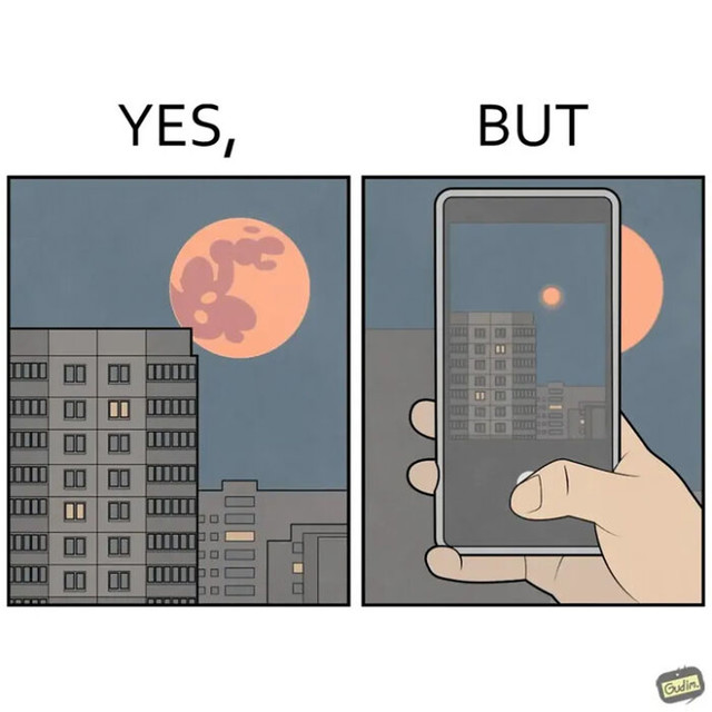 Mjesec uživo vs. na mobitelu