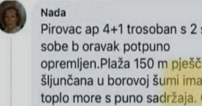 Žena oglašava apartman preko Fejsa, opis sadržaja izazvao je salve smijeha u regiji. Morate vidjeti