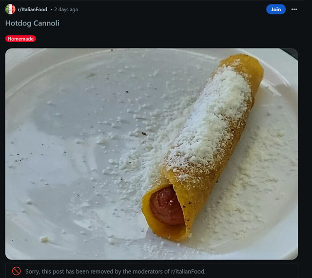 Hot dog cannoli