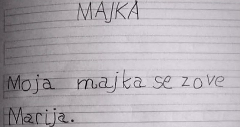 Dijete u sastavu na temu "Majka" otkrilo malo previše, plakat ćete od smijeha na ovaj domaći uradak