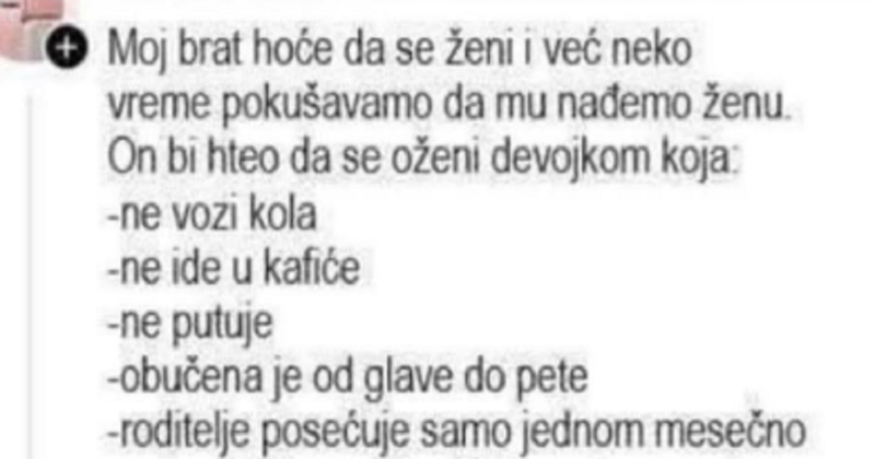 Tip je odredio uvjete za svoju buduću ženu, autor komentara našao je idealnu osobu i nasmijao regiju