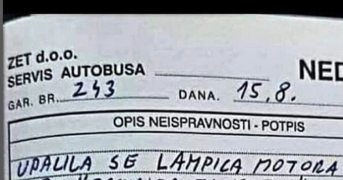 ZET-ov bus je završio na popravku, serviserov opis kvara šera se Fejsom brzinom munje