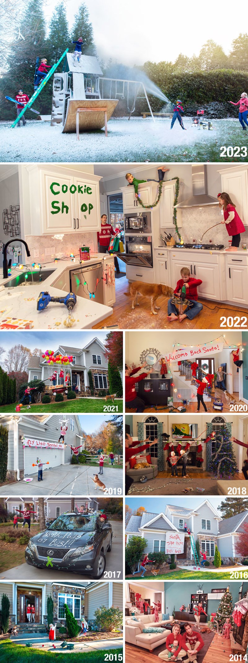 Deset godina božićnih čestitki jedne obitelji