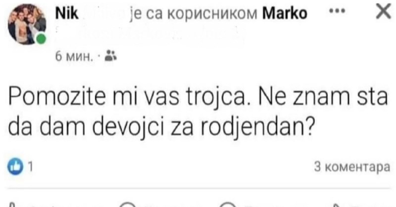 Pitao je frendove za savjet oko poklona curi, sad cijeli Fejs dijeli urnebesnu ideju jednog od njih