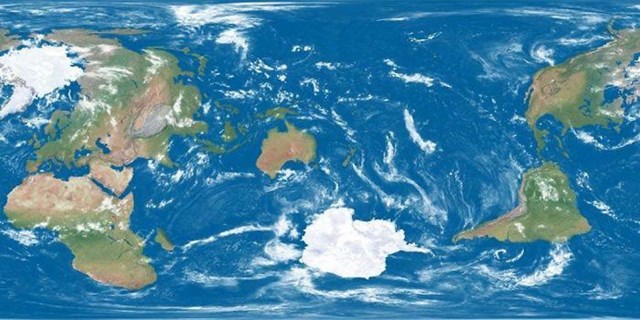 Karta svijeta s Novim Zelandom u centru