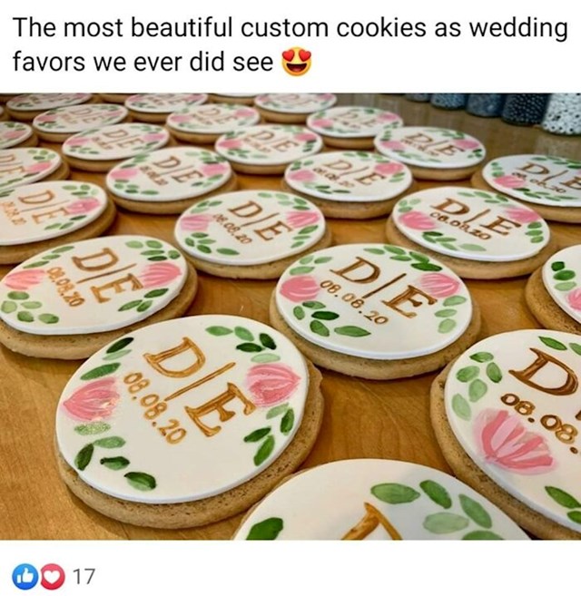 Vjenčanje osoba D i E, te kolačići kojima su počastili drage uzvanike