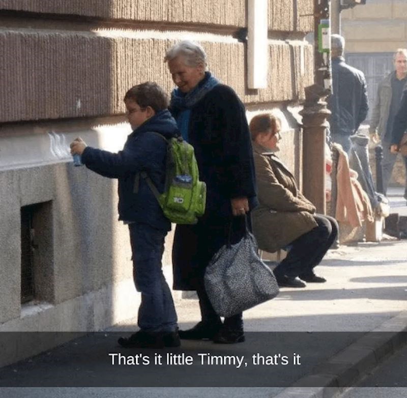 Unuk uništava fasadu, a baka gleda sa smiješkom