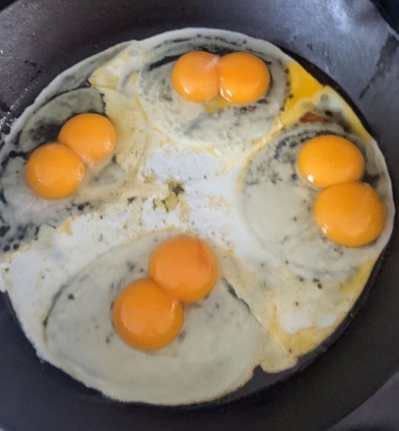 Razbio je četiri jaja i u svakom su bila po dva žumanjka