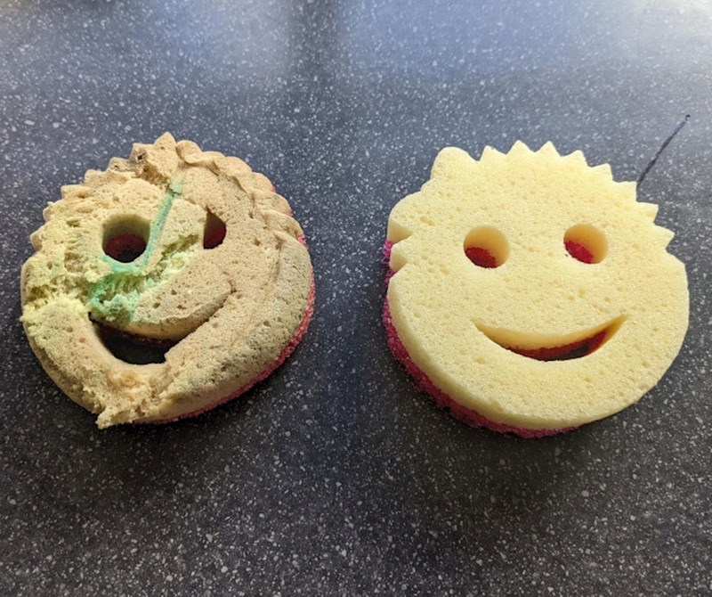 "Spužvica nakon samo šest mjeseci pranja posuđa. Mislim da sam je i ranije trebala promijeniti, ali mi se nije dalo"