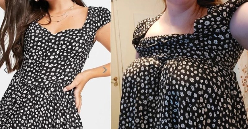 15. "Elastična traka koja bi prema slici trebala biti oko struka je na pravoj haljini zapravo puno više iznad i izgleda ovako."