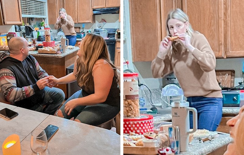 12. "Ovo je bila reakcija naše prijateljice dok je usred jela shvatila da sam u tom trenutku zaprosio djevojku"