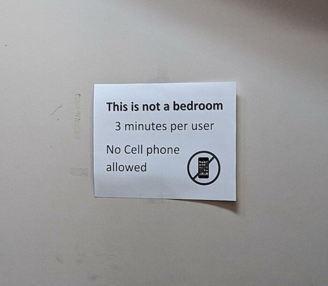 9. Zaposlenici na toaletu smiju biti samo tri minute i ne smiju unositi telefone