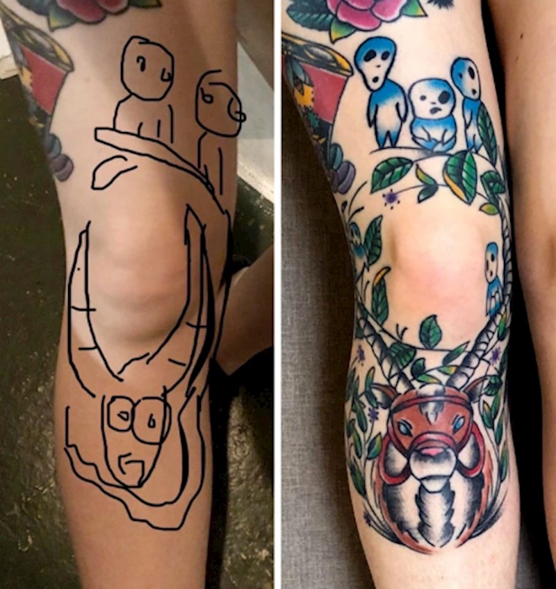 3. "Skica koju sam dala tattoo majstorici i tetovaža na kraju tretmana"