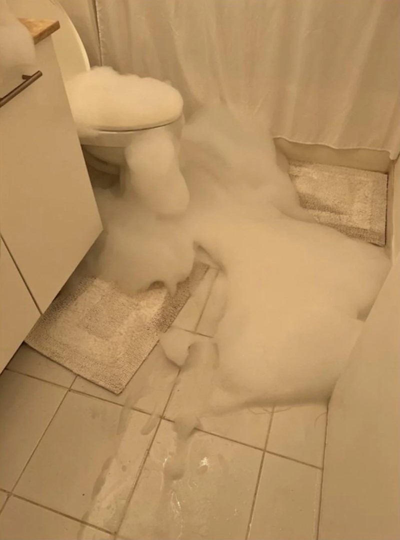 9. Pokušali su oprati kupaonicu deterdžentom za posuđe. Malo je reći da su požalili