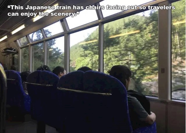 3. U jednom vlaku u Japanu su sjedala okrenuta tako da putnici gledaju kroz prozore dok vlak vozi