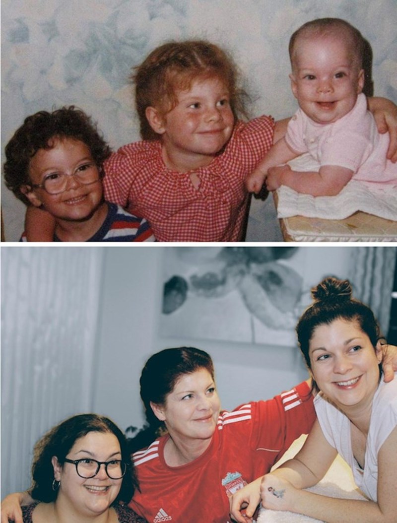 "Tri sestre 37 godina kasnije... Predugo nam je trebalo da rekreiramo neku zajedničku fotografiju"