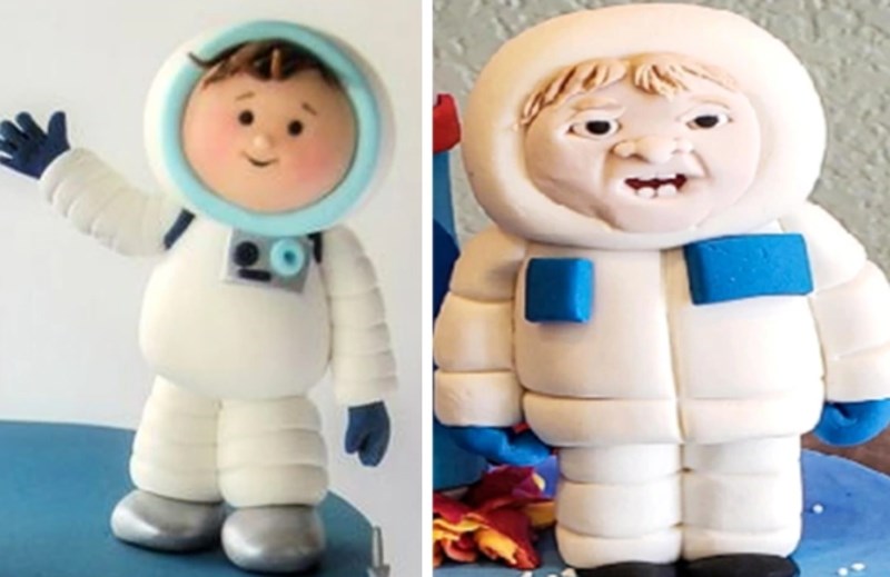 10. "Naručili smo ovu jestivu figuricu za tortu. Lijevo je ona koju smo naručili, a desna koju su nam poslali."