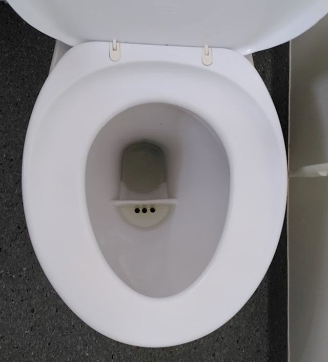 Neobičan dizajn wc-a u kojem postoje dva odvoda. Ovaj manji je namijenjen za urin