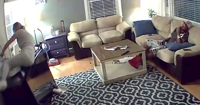 Nadzorna kamera snimila "bolnu" scenu, pogledajte što se dogodilo dok je žena postavljala novi TV