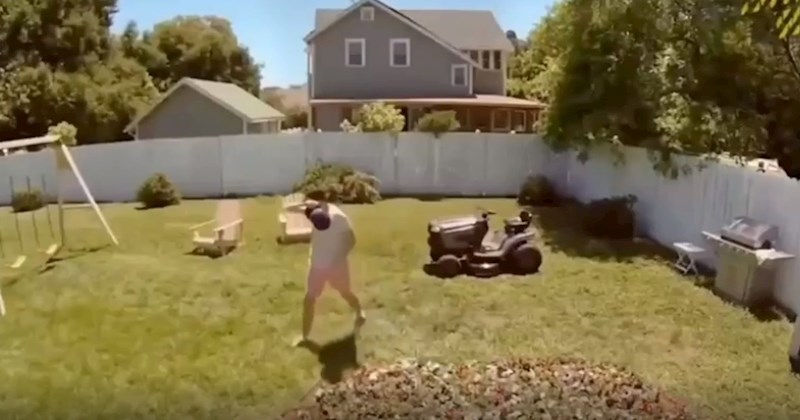 Ostavio je kosilicu u dvorištu i otišao u kuću, a onda se dogodilo nešto nestvarno. Snimka je hit!