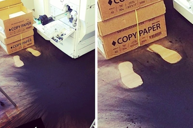 "Na poslu je eksplodirao toner dok smo ga mijenjali. Točno možete vidjeti gdje sam stajao u tom trenutku"