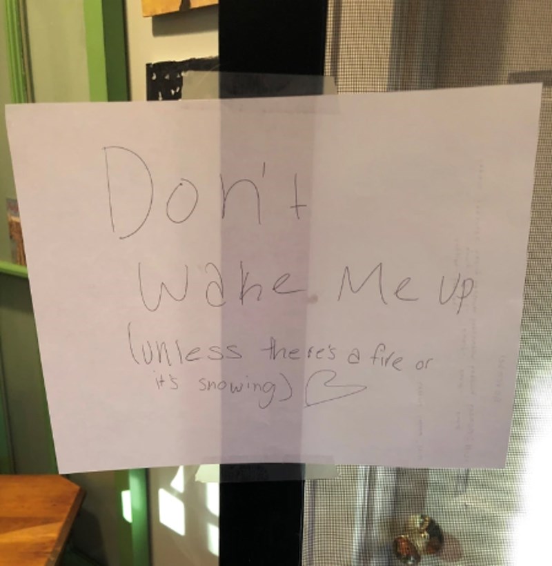 8. "Nemojte me buditi osim ako nije požar ili pada snijeg."