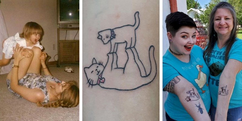"Mama i ja smo odlučile napraviti iste tetovaže. Uzele smo našu fotku za inspiraciju, malo je promijenile i eto nas! Uspomena za cijeli život"