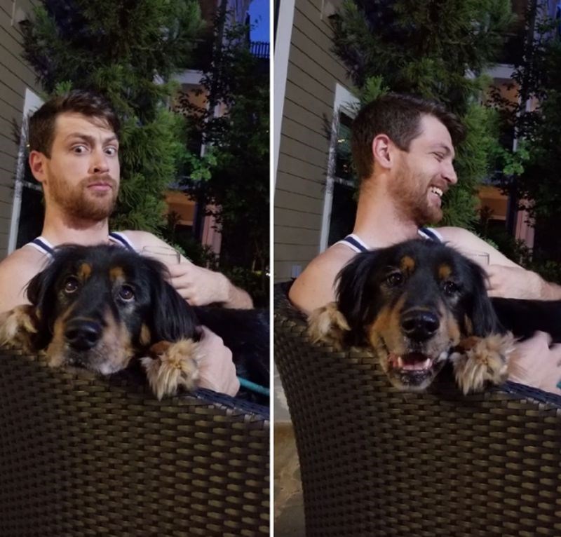 1. "Moja zaručnica je snimila trenutak kad sam shvatio da mi je pas prdnuo na krilu. A i njegov izraz olakšanja je presmiješan!"