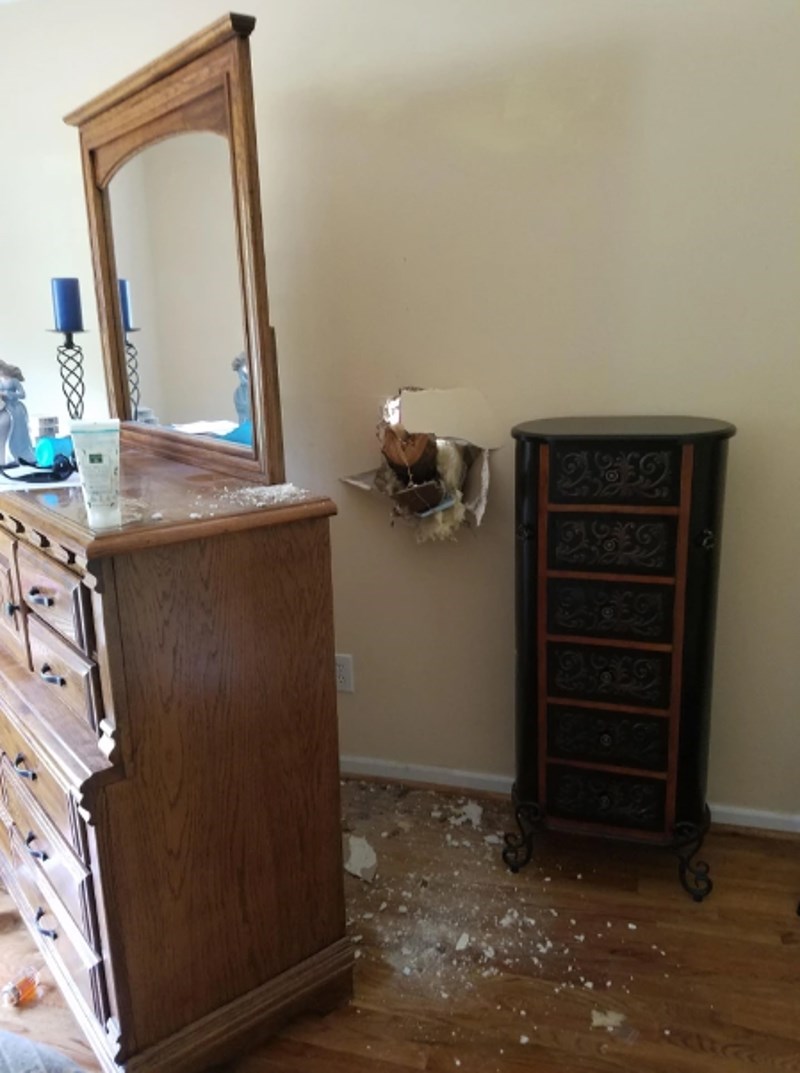 Drvo u dvorištu se srušilo i probilo im zid.