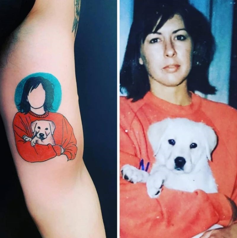 "Moja mama i naš obiteljski pas, moja dva omiljena bića na svijetu."