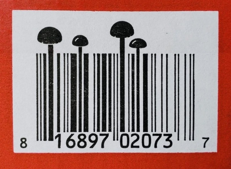 Barkod za kavu u zrnu od gljiva.