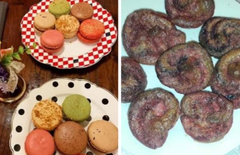 15. "Moja prijateljica je pokušala napraviti macaronse, evo kako su joj ispali (druga slika)."