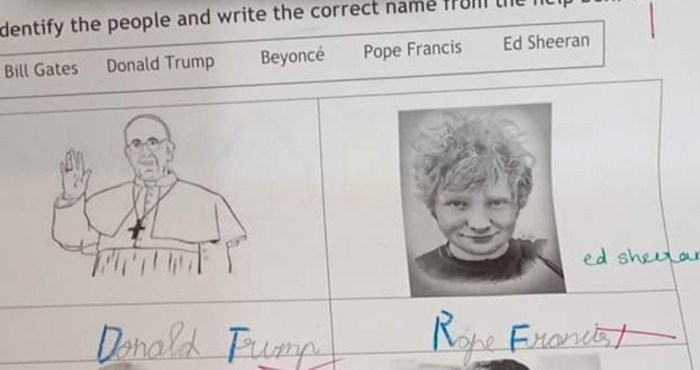 Djeca dobila zadatak da napišu imena ispod slika slavnih osoba, odgovori jednog klinca su hit