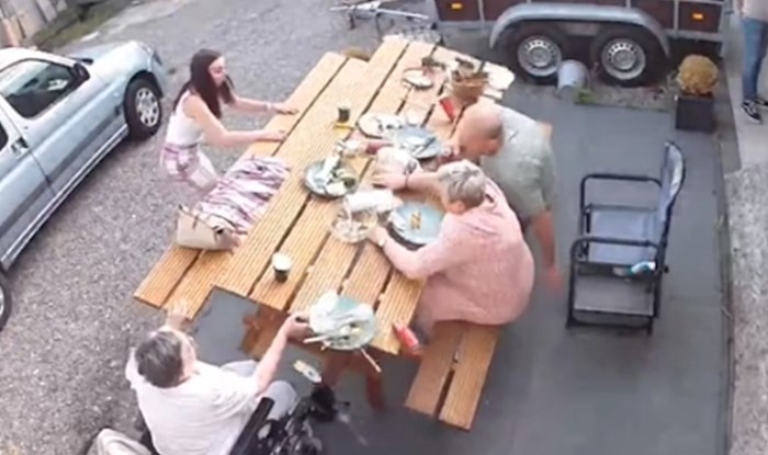 Nadzorna kamera snimila prizor kao iz neke komedije, pogledajte što se dogodilo dok su ljudi ručali
