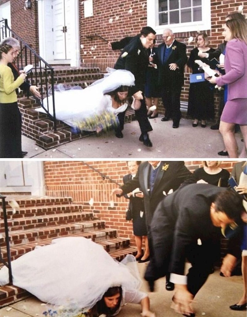 5. "Spotaknula sam se pa me suprug pokušao uhvatiti i završio među gostima poderanih hlača. Dobro smo se proveli."