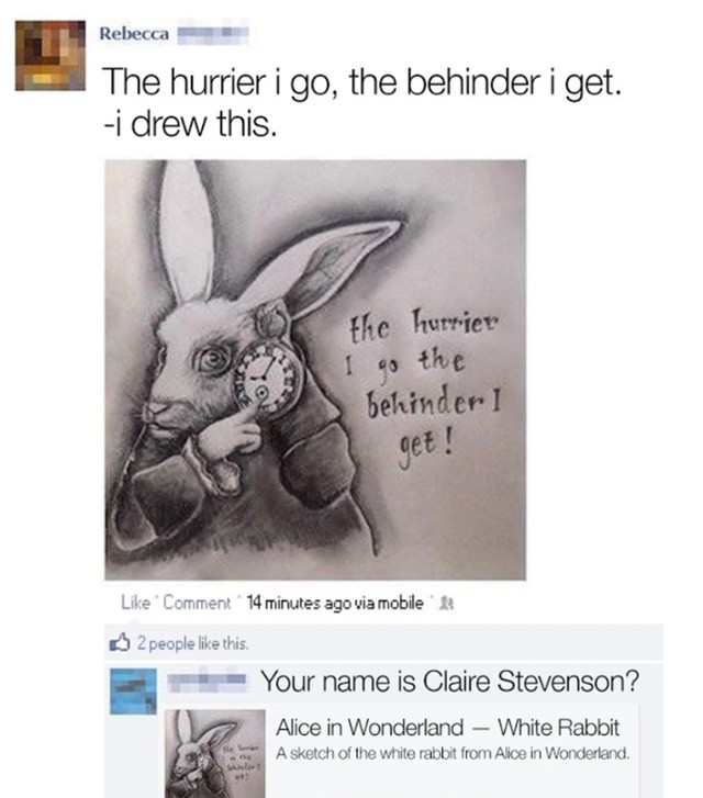 Rebecca je svoje Facebook prijatelje pokušala uvjeriti da je ovo njezin crtež...