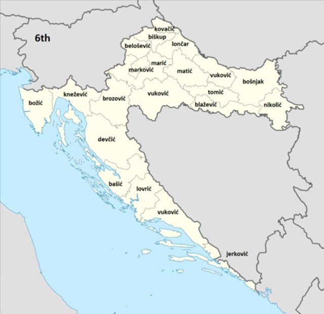 Šesto najčešće prezime