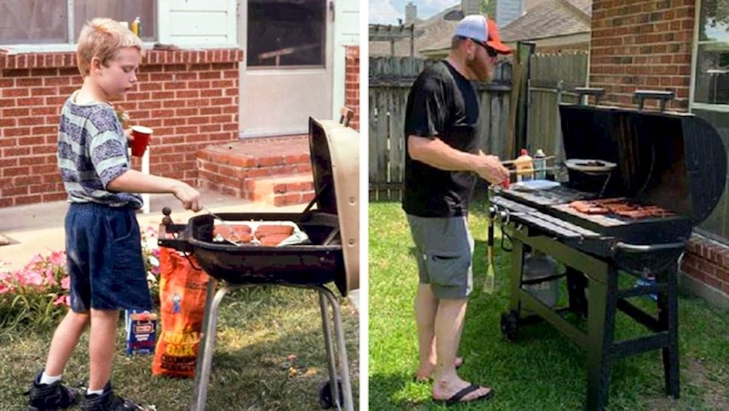 "Mama mi je poslala sliku kad sam imao 7 godina. Evo me 26 godina kasnije u istoj pozi, samo što sad smijem piti i nešto što nije sok"