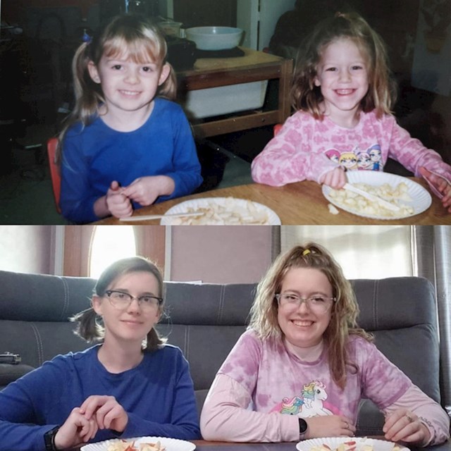 5. "Možda su godine prošle, ali naše prijateljstvo nikad nije bilo jače. Odlučile smo rekreirati sliku kad smo imale 5 godina, sad imamo 23"
