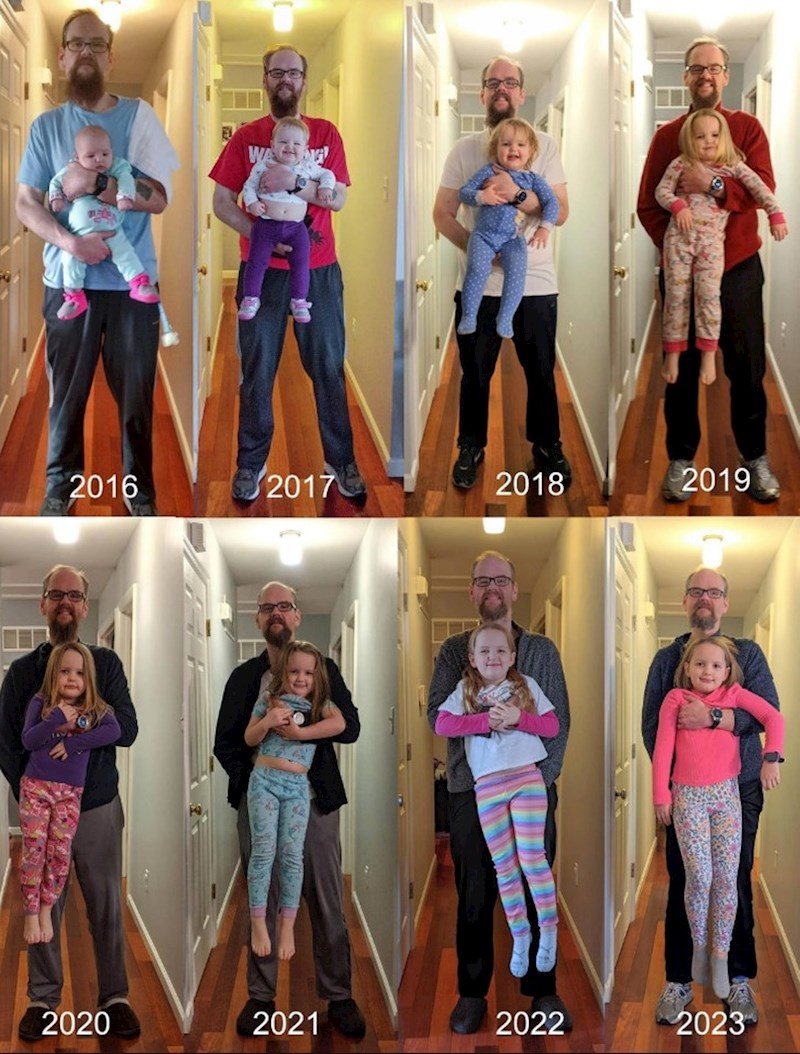 "Moja kćer i ja kroz godine. Steže me oko srca dok gledam kako brzo odrasta"