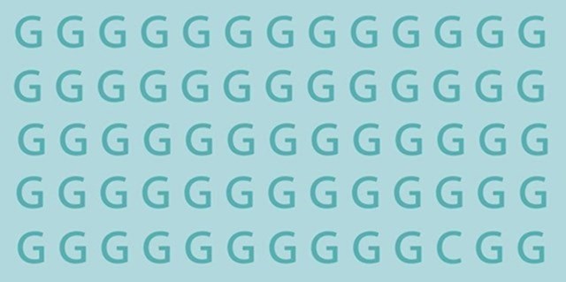 Na slici je mnoštvo slova G i jedno koje nije. Možete li ga pronaći?