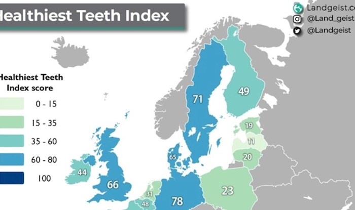 Mapa pokazuje koji europski narod ima najzdravije zube, rezultati za Hrvatsku bi vas mogli šokirati